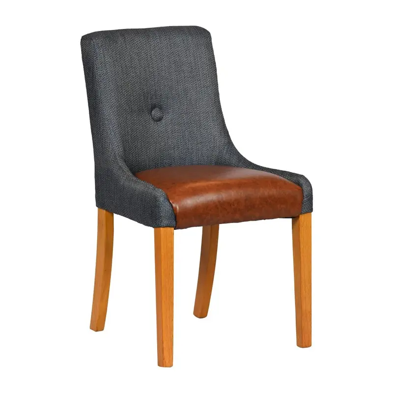 Bath Soft Oak Dining Chair with Sea Back & Tan Seat (Pack of 6)