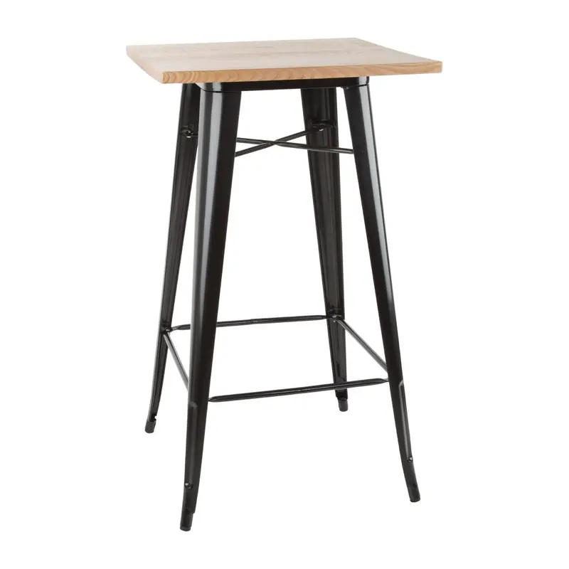 Bolero Bistro Bar Table with Wooden Top Black 600x600mm