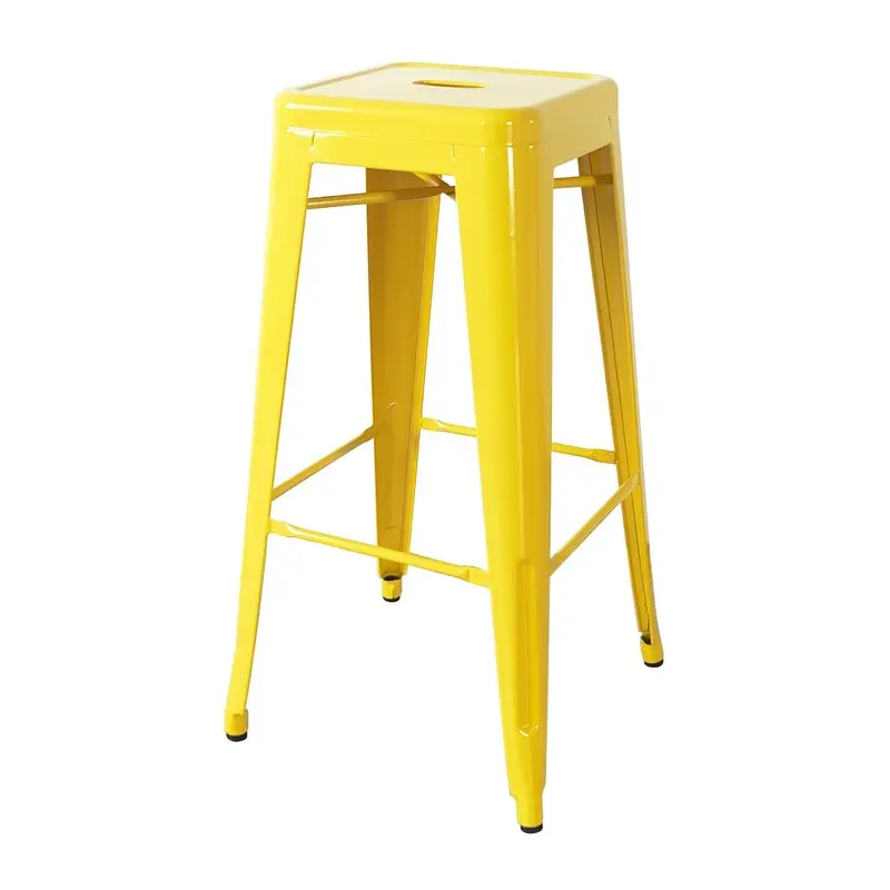 Bolero Bistro Steel High Stools Yellow (4 Pack)