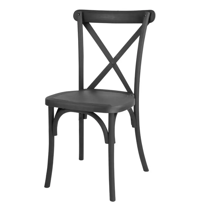 Bolero Manhattan Cross-Back Resin Chairs Black (Pack of 4)