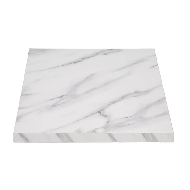 Bolero Pre-Drilled Square Table Top Marble Effect 600mm