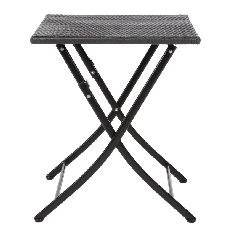 Bolero Square PE Wicker Folding Table Black 600x600mm