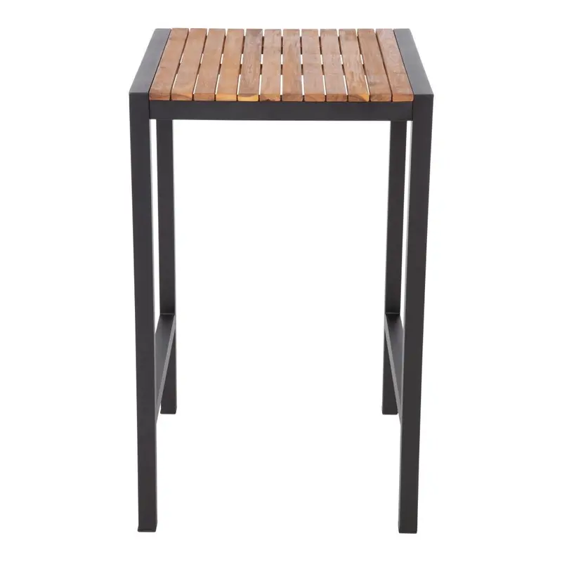 Bolero Square Steel and Acacia Bar Table 600mm