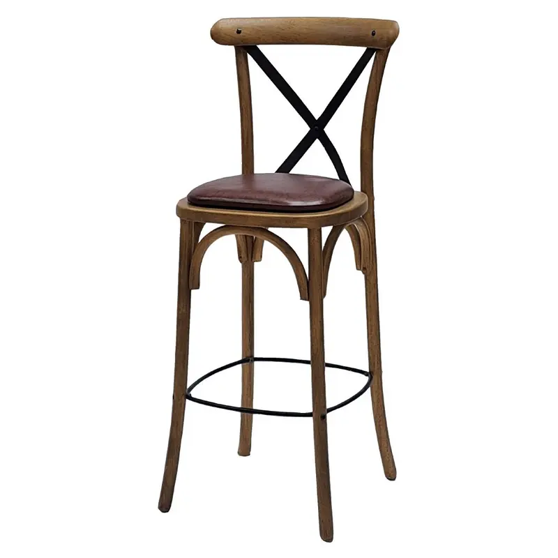 Bristol Bar Chair – Weathered Oak Frame with Espresso Seat Pad