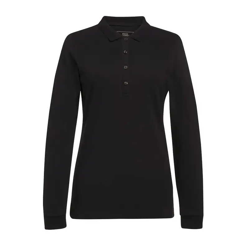 Brook Taverner Anna Womens Long Sleeve Polo Shirt Black Size 2XL