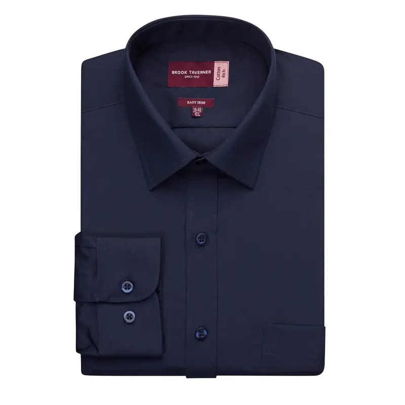Brook Taverner Mens Long Sleeve Rapino Shirt Navy 17"