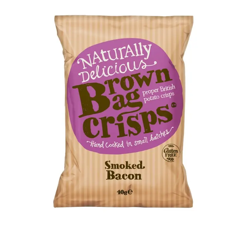 Brown Bag Crisps Smoked Bacon 40g (20 Pack)