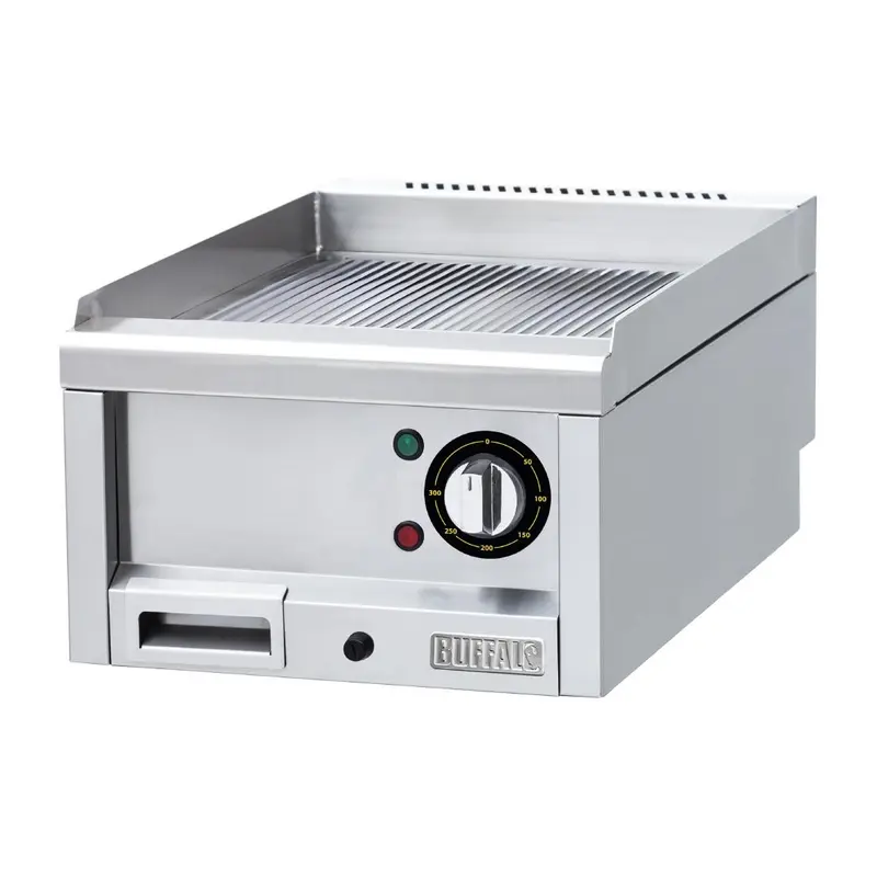 Buffalo 600 Series 3kW Ribbed Electric Griddle 400mm