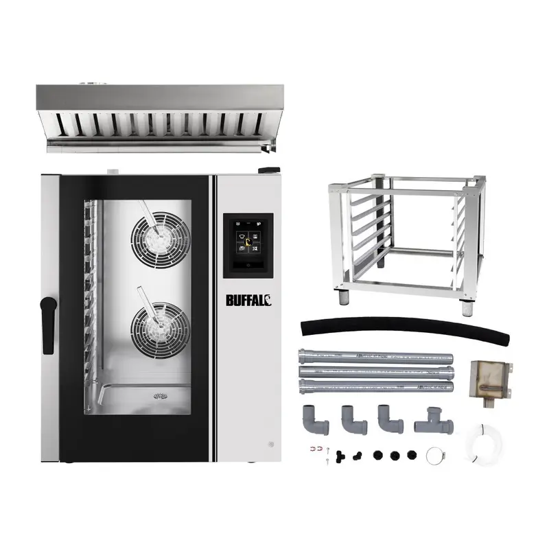 Buffalo Smart Touchscreen Combi Oven 11 x GN 1/1 with Stand & Hood