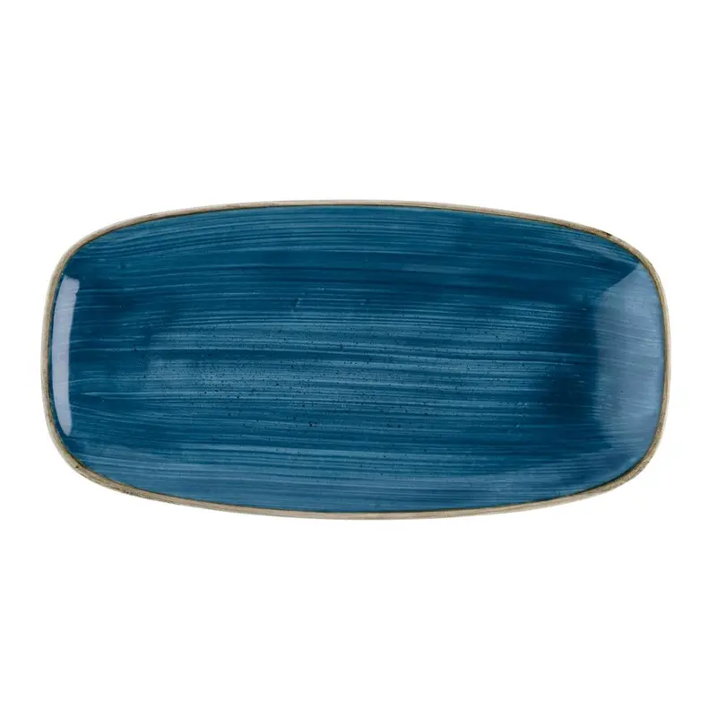 Churchill Stonecast Java Blue Chef's Oblong Plates 288 x 152mm (12 Pack)