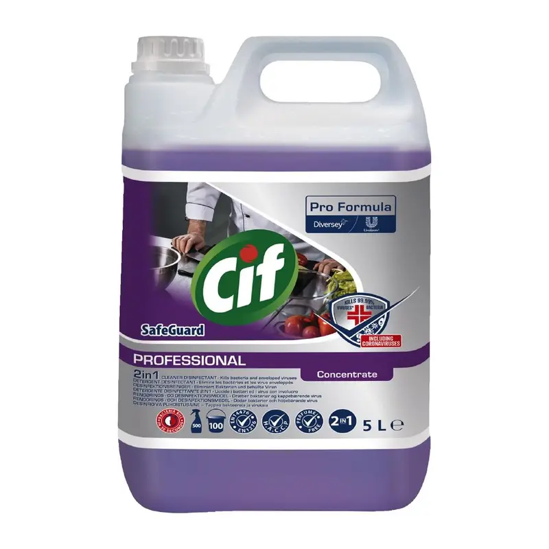 Cif Pro Formula SafeGuard 2-in-1 Cleaner Disinfectant 5Ltr (Pack of 2)