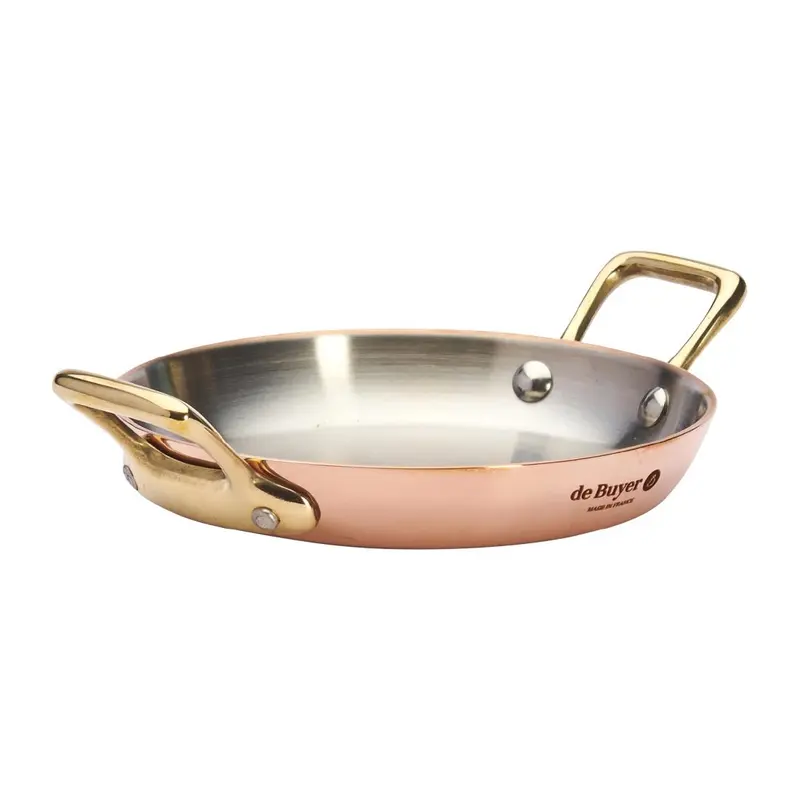 De Buyer Inocuivre Copper Round Dish with Brass Handles 12cm