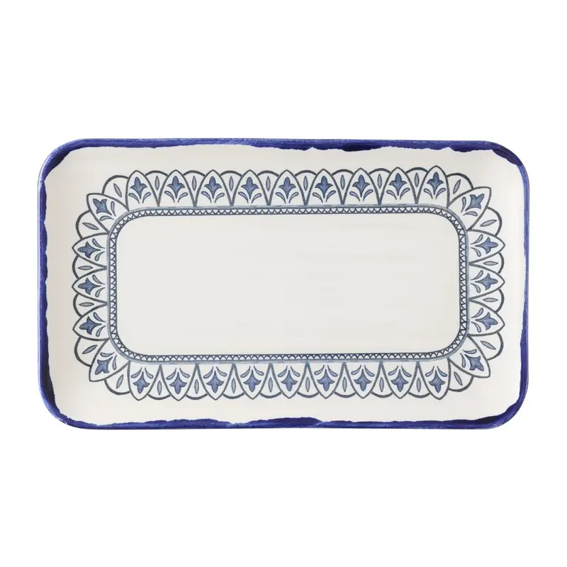 Dudson Harvest Moresque Rectangular Plates Blue 270x160mm (12 Pack)