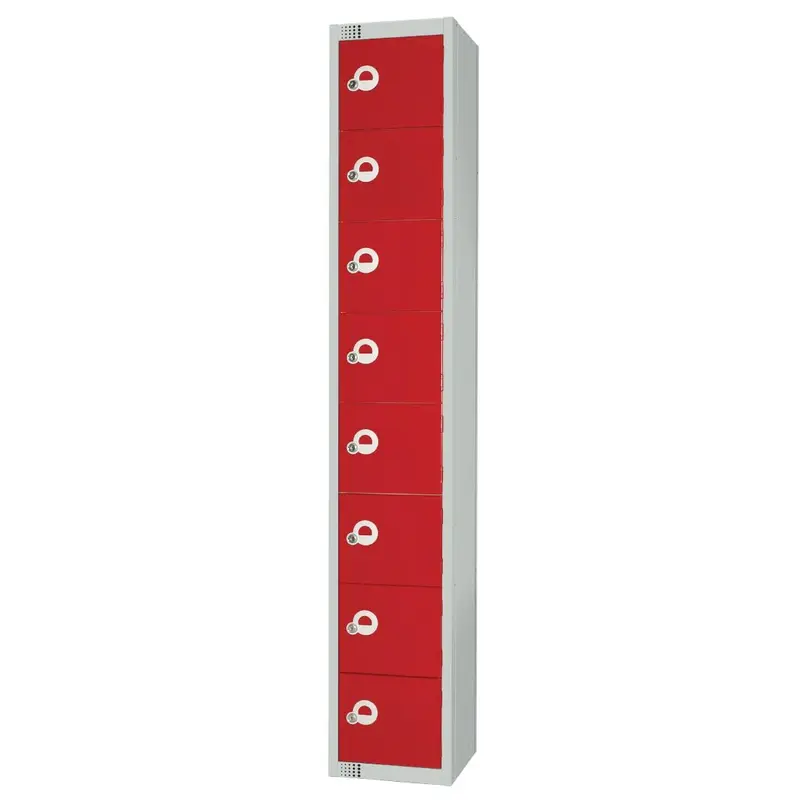 Elite Eight Door Electronic Combination Locker with Sloping Top Red
