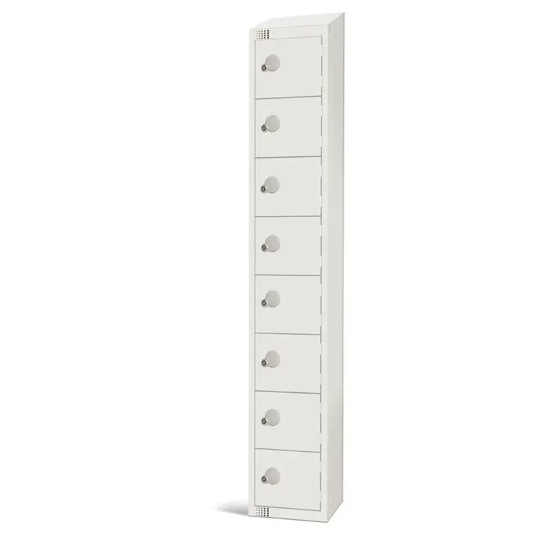 Elite Eight Door Electronic Combination Locker with Sloping Top White