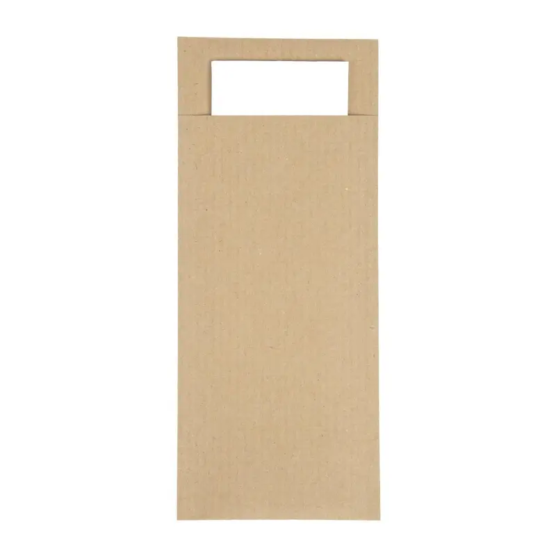 Europochette Brown Cutlery Pouch with White Napkin (Pack of 500)