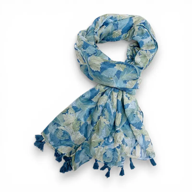 Feather Leaves Floral Print Scarf