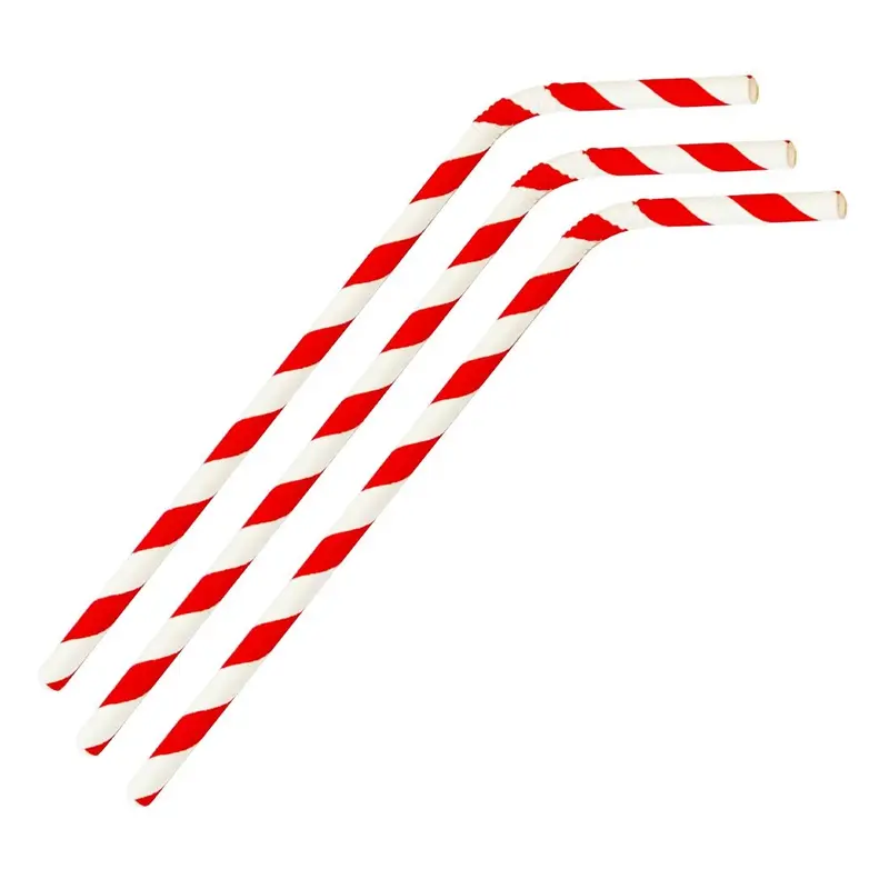 Fiesta Compostable Bendy Paper Straws Red Stripes (250 Pack)