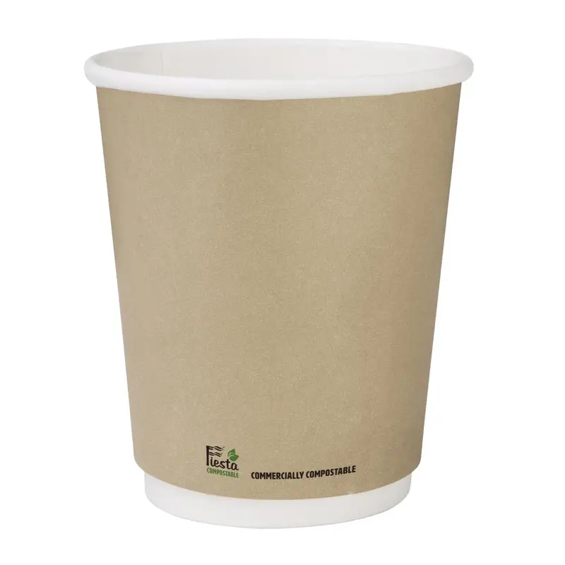 Fiesta Compostable Double Wall Coffee Cups 227ml/8oz (500 Pack)