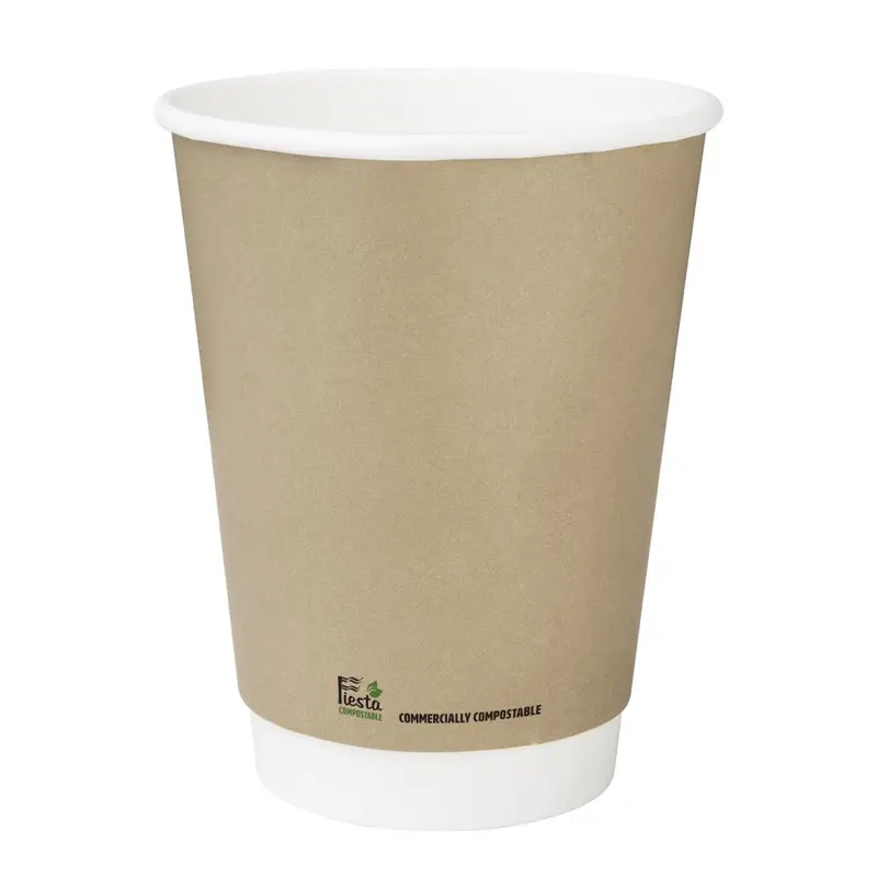 Fiesta Compostable Double Wall Coffee Cups 340ml/12oz (500 Pack)