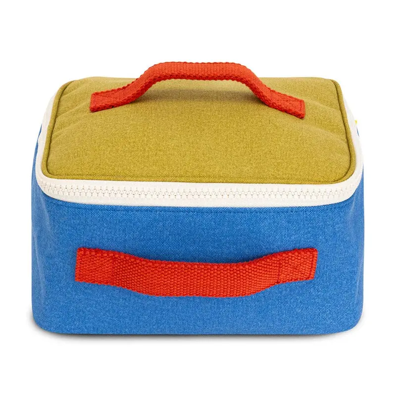 Fluf Organic Cotton Square Lunch Bag - Cobalt Cactus
