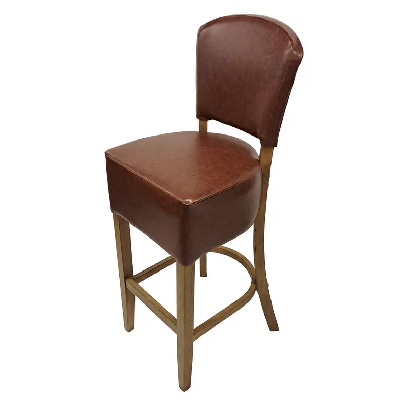 Hanoi Bar Chair in Weathered Oak with Bison Espresso Vinyl