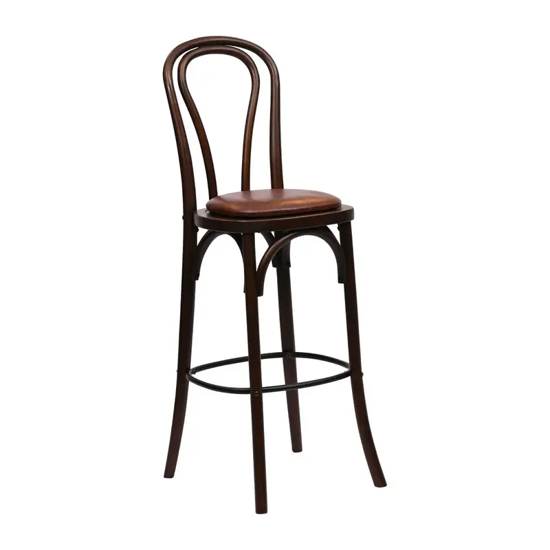 Hoop Back Bar Chair – Dark Walnut & Bison Espresso Seat