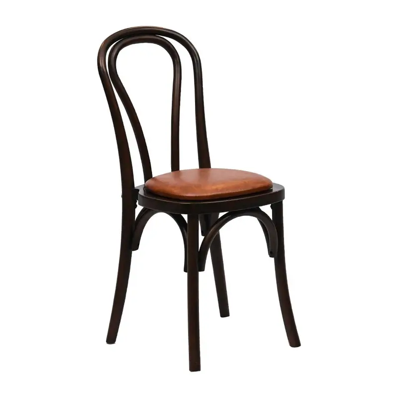 Hoop Back Dining Chair Dark Walnut & Bison Tan Seat (Pack of 2)