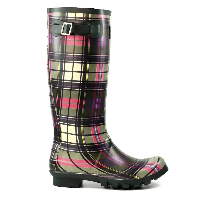 Lunar Ladies Green Tartan Wellies
