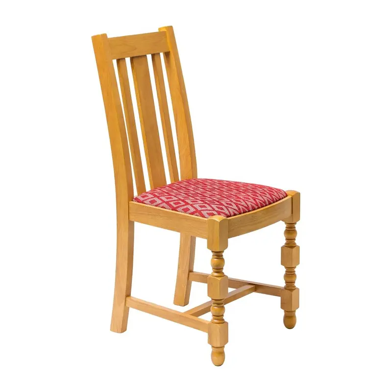 Mayfair Soft Oak High Back Dining Chair with Red Diamond Padded Seat (Pack of 2)