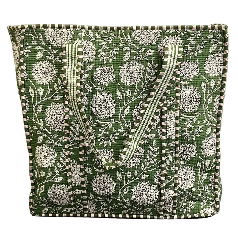 Meadow Green Reversible Cotton Tote Bag