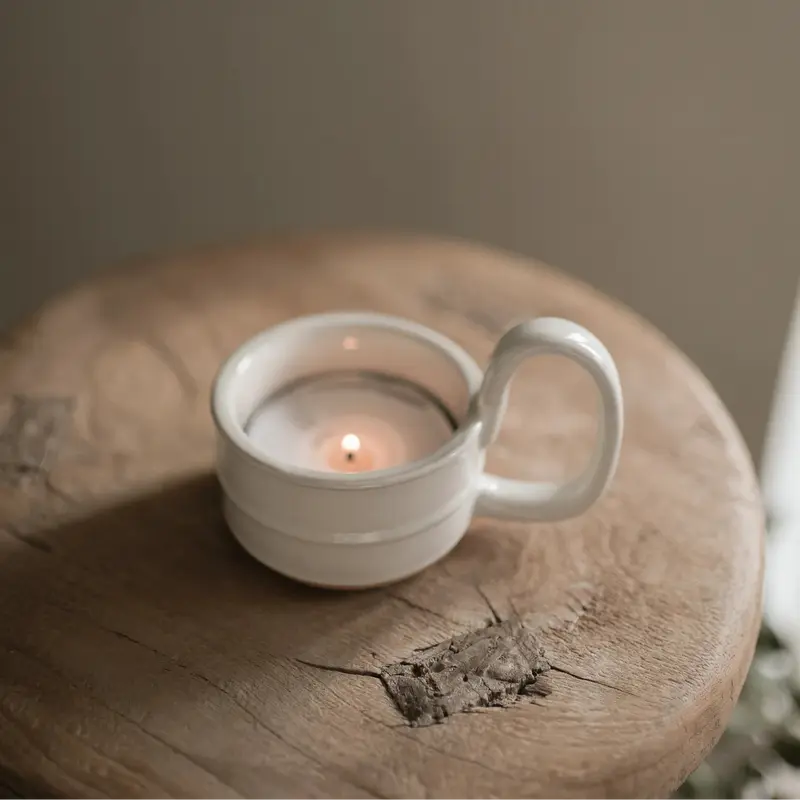 Milk White Ceramic Glazed Candle Cup