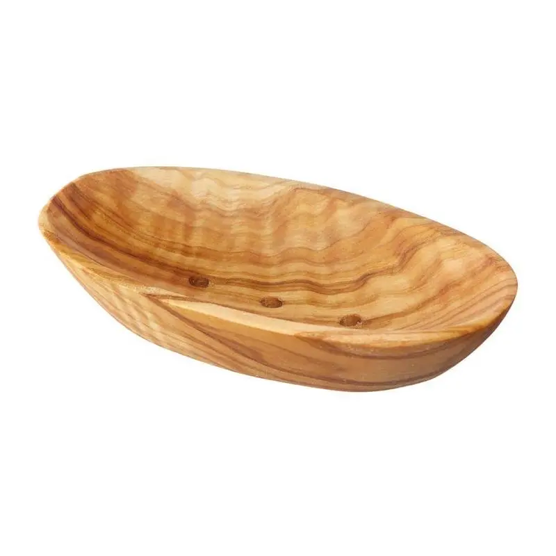 Natural Olive Wood Oval Soap Dish