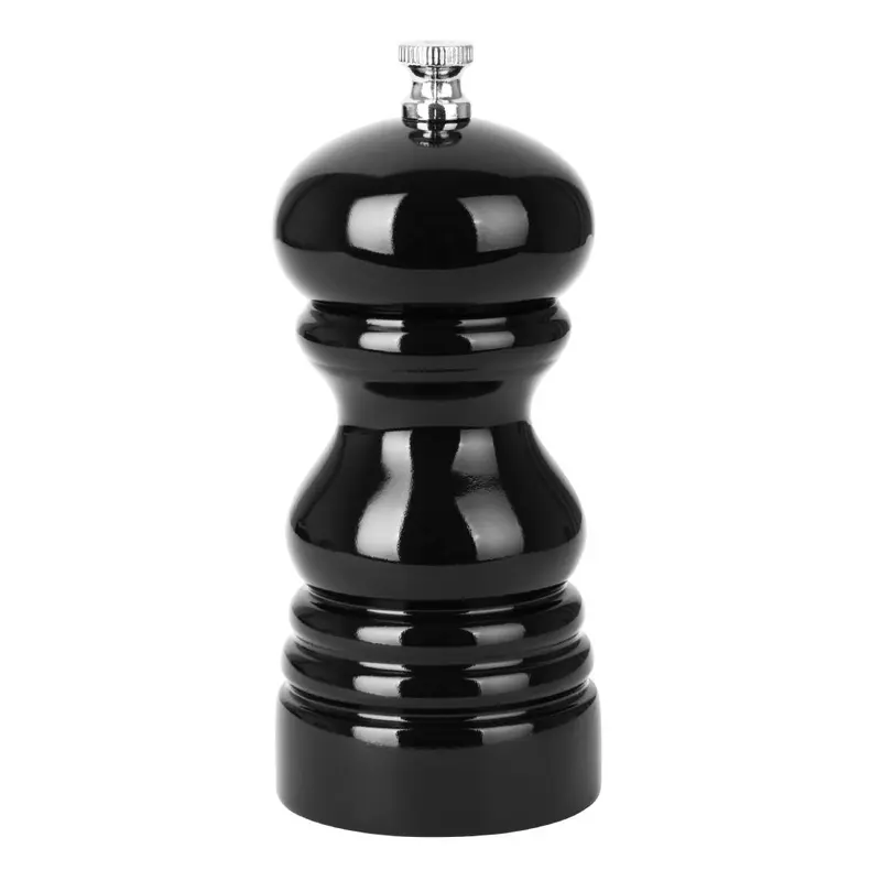 Olympia Hevea Wood Salt and Pepper Grinder Black 125mm
