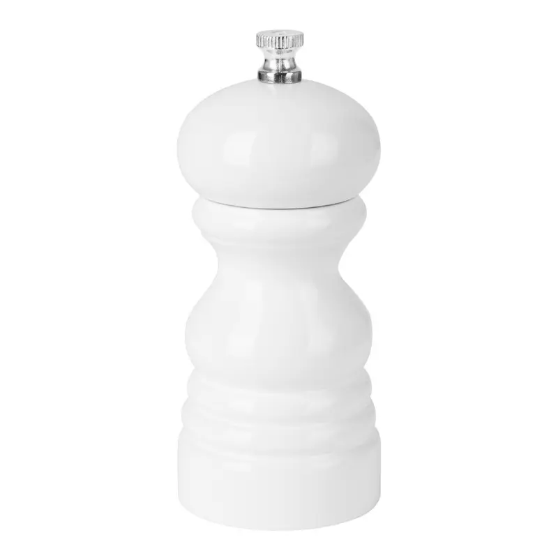 Olympia Hevea Wood Salt and Pepper Grinder White 125mm