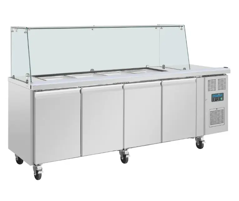 Polar U-Series 4-Door GN Saladette Counter with Sneeze Guard