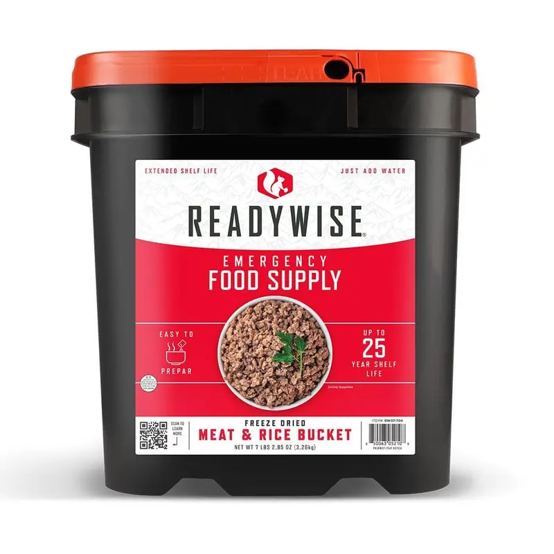 ReadyWise 80 Serving Freeze Dried Meat Bucket & Rice