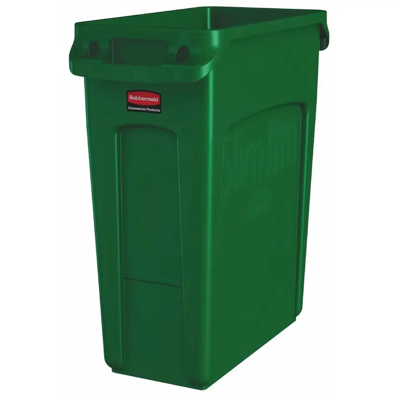 Rubbermaid Slim Jim Bin with Venting Channels Green 60Ltr