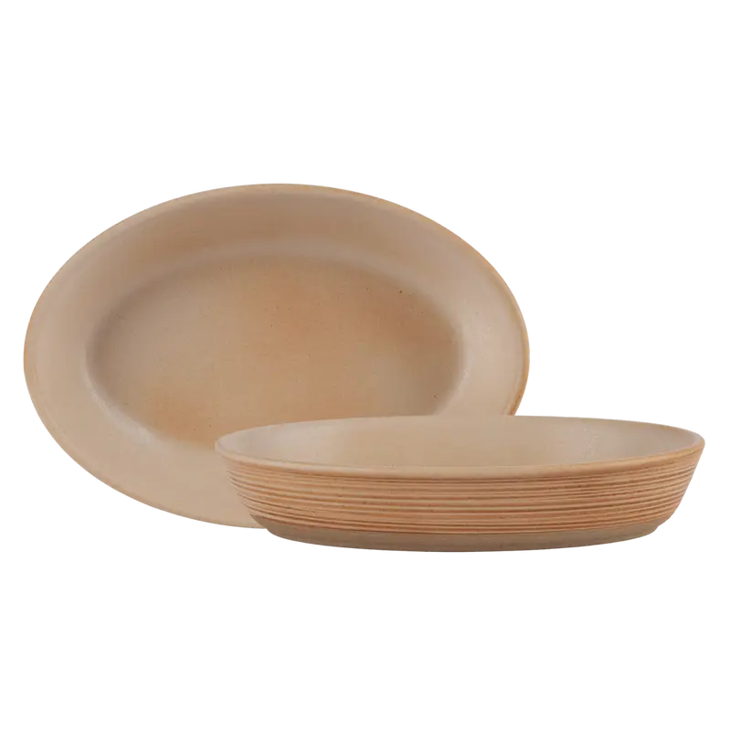 Rustico Taupe Oval Dish - 21 x 14cm / 20.25" x 5.5" - Pack of 6