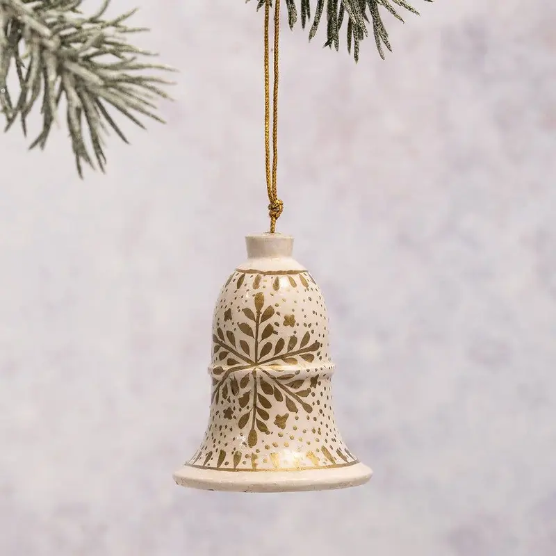Set of 3 White Snowflake Hanging Bell