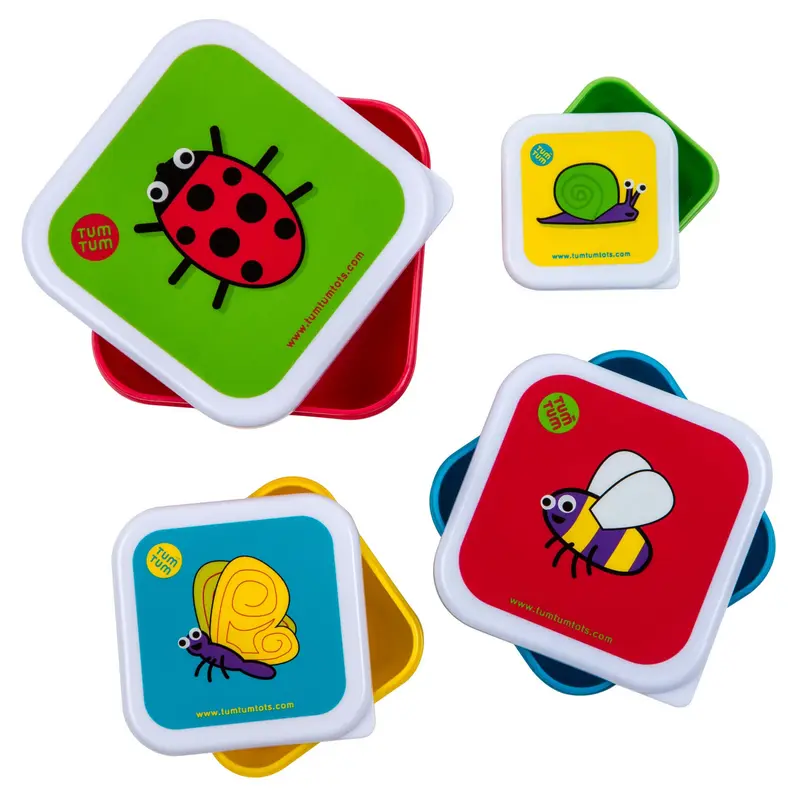 Set of 4 Nesting Snack Pots for Kids, Bugs