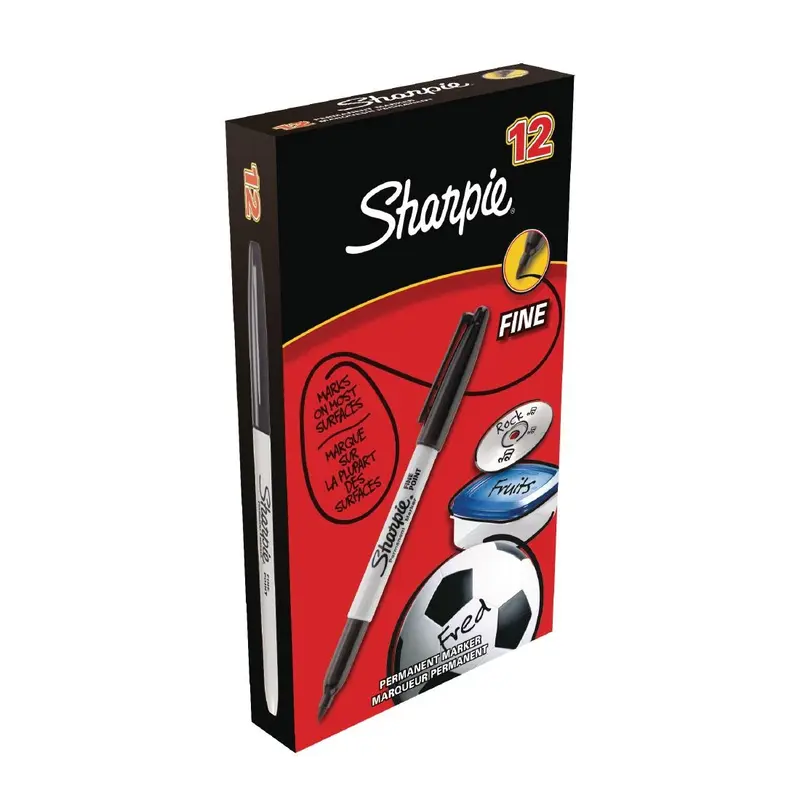 Sharpie Fine Permanent Markers Black (12 Pack)