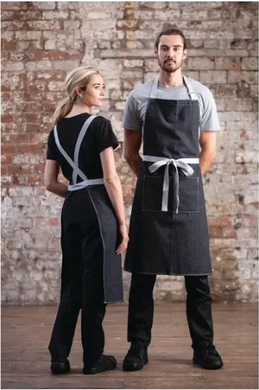 Southside Denim Cross-Back Bib Apron Black