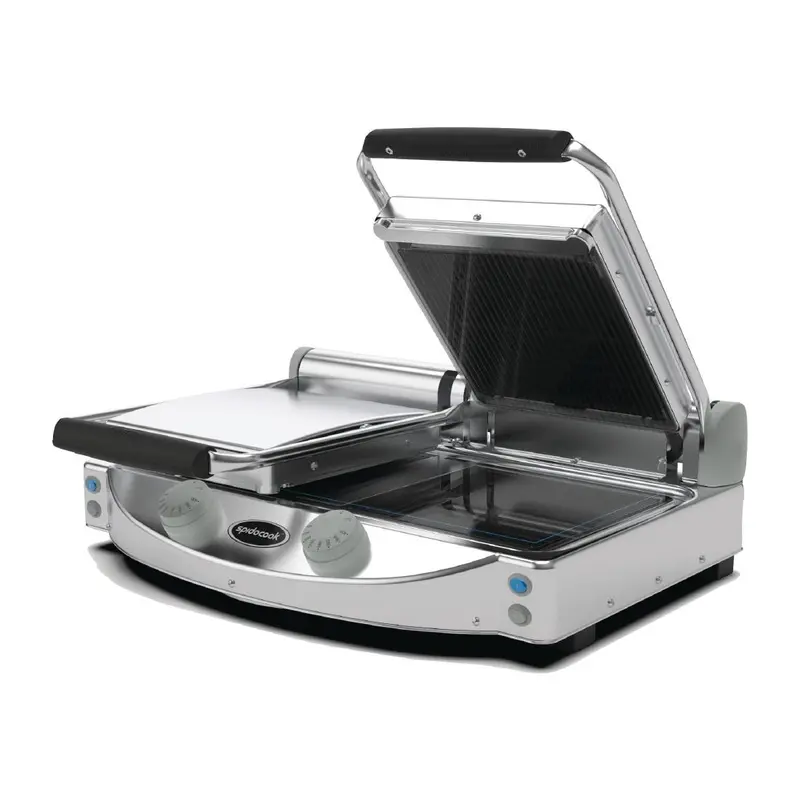 Spidocook Spidoglass Double Contact Grill – Ribbed Upper, Smooth Lower
