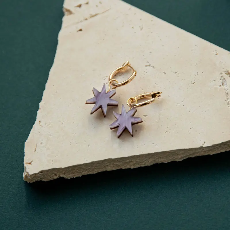 Star Hoops in Lilac Marble