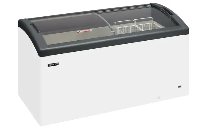 Tefcold FOCUS 151 Grey 418L Sliding Curved Glass Lid Chest Freezer