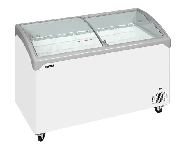 Tefcold NIC401SCEB 388 Ltr Curved Glass Lid Chest Freezer