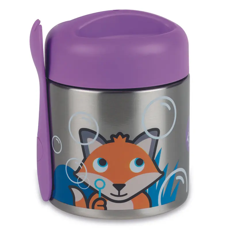 TUM TUM Kids Food Flask with Magnetic Spork & Easy Open Lid, Felicity Fox
