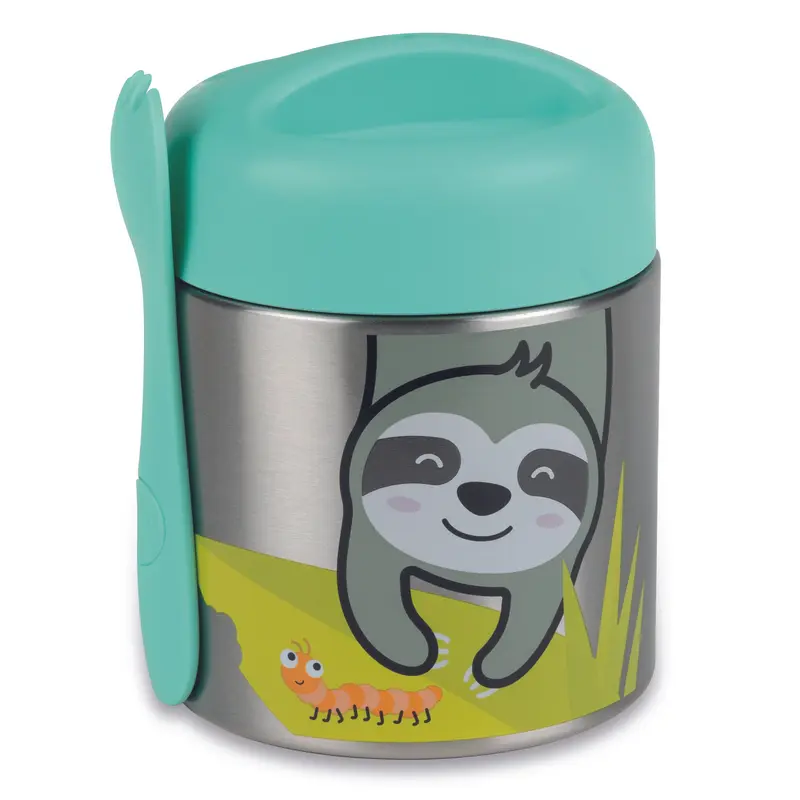 TUM TUM Kids Food Flask with Magnetic Spork & Easy Open Lid, Stanley Sloth