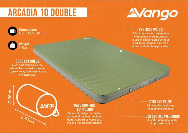 Vango Arcadia 10 Double Self Inflating Mattress